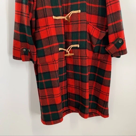 Polo by Ralph Lauren Red Wool Tartan Long Coat Women’s Size XL